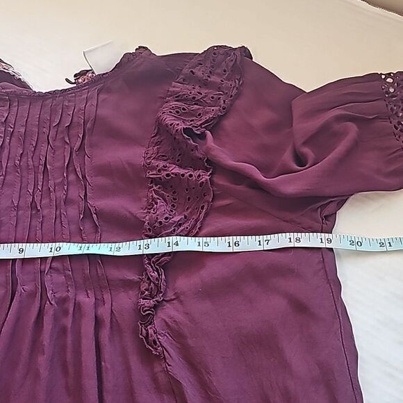 Knox Rose pullover bohemian style long sleeve top with lace size medium - Picture 11 of 12